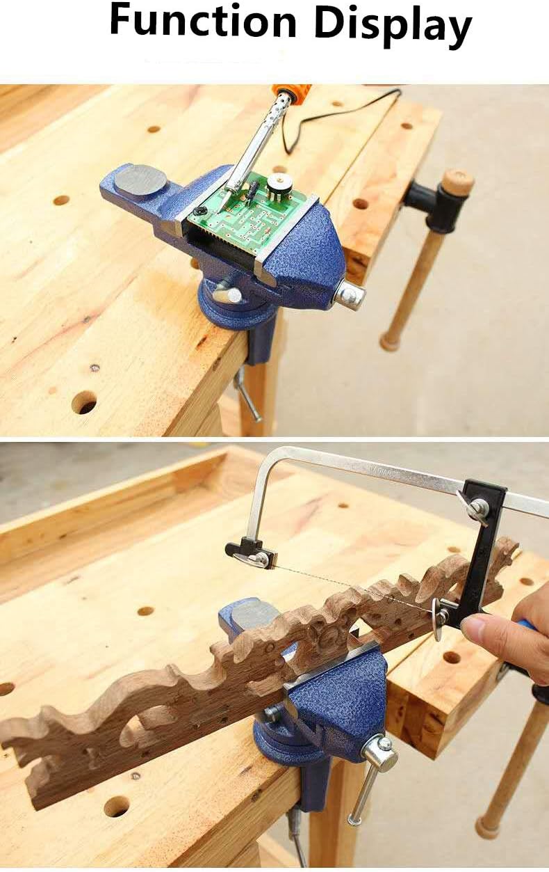 Bench Vise Dual-Purpose Combined Bench Clamp, Heavy Duty Table Vise with Swivel Base for Woodworking, Cutting Conduit, Drilling, Metalworking(3)