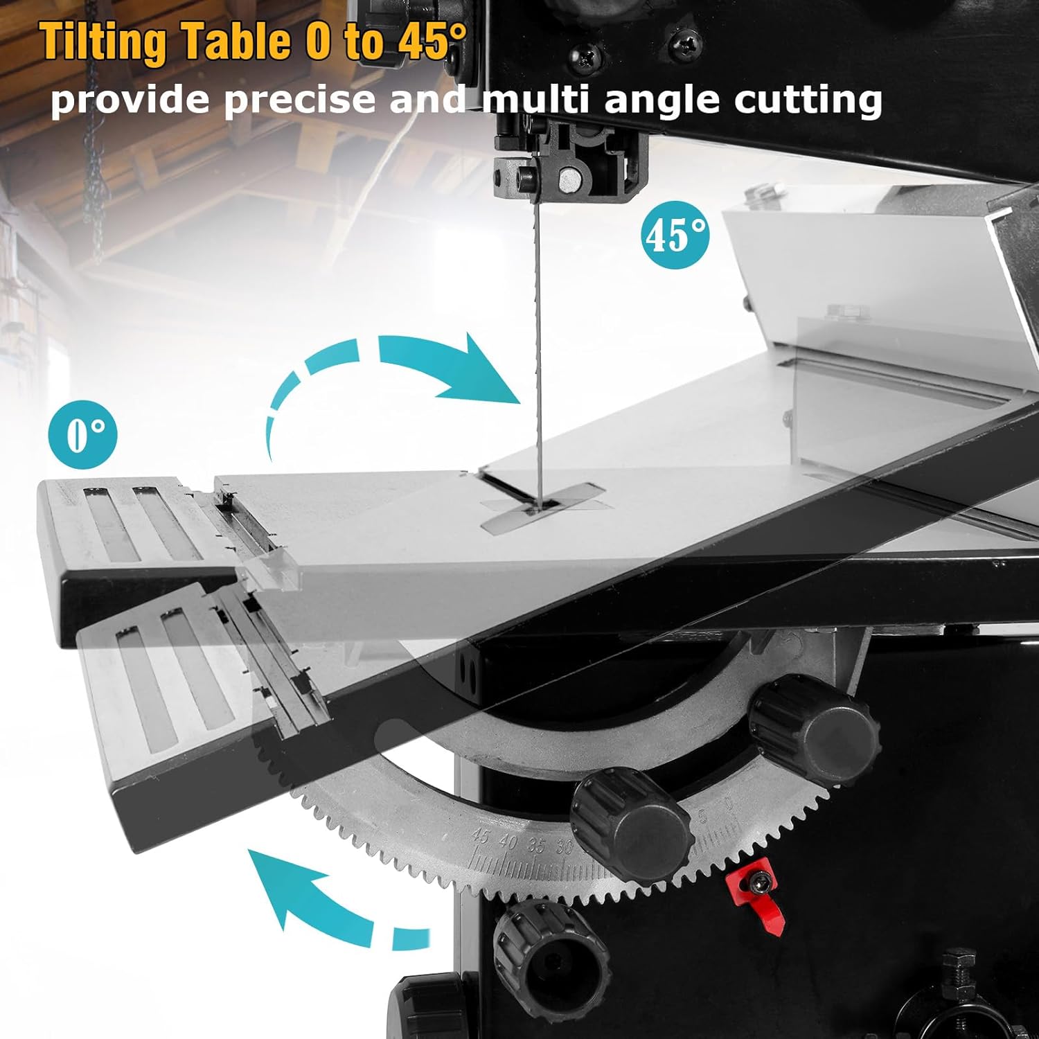 LeuMuas 3A 9 Inch Benchtop Band Saw with Work Light 2500FPM  1720RPM Low Noise Induction Motor Bandsaw, Steel Base, Cast Aluminum Table, Miter Gauge System, Anti-Shake Band Saws for Woodworking