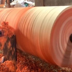 Giant Woodturning - Carpenters Working On Giant Wood Lathe - Woodworking Art