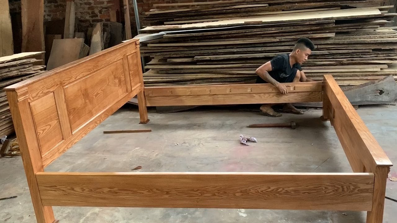 Amazing Perfect Woodworking Carpenter In New Level Ingenious And Incredible - Build A Large Bed