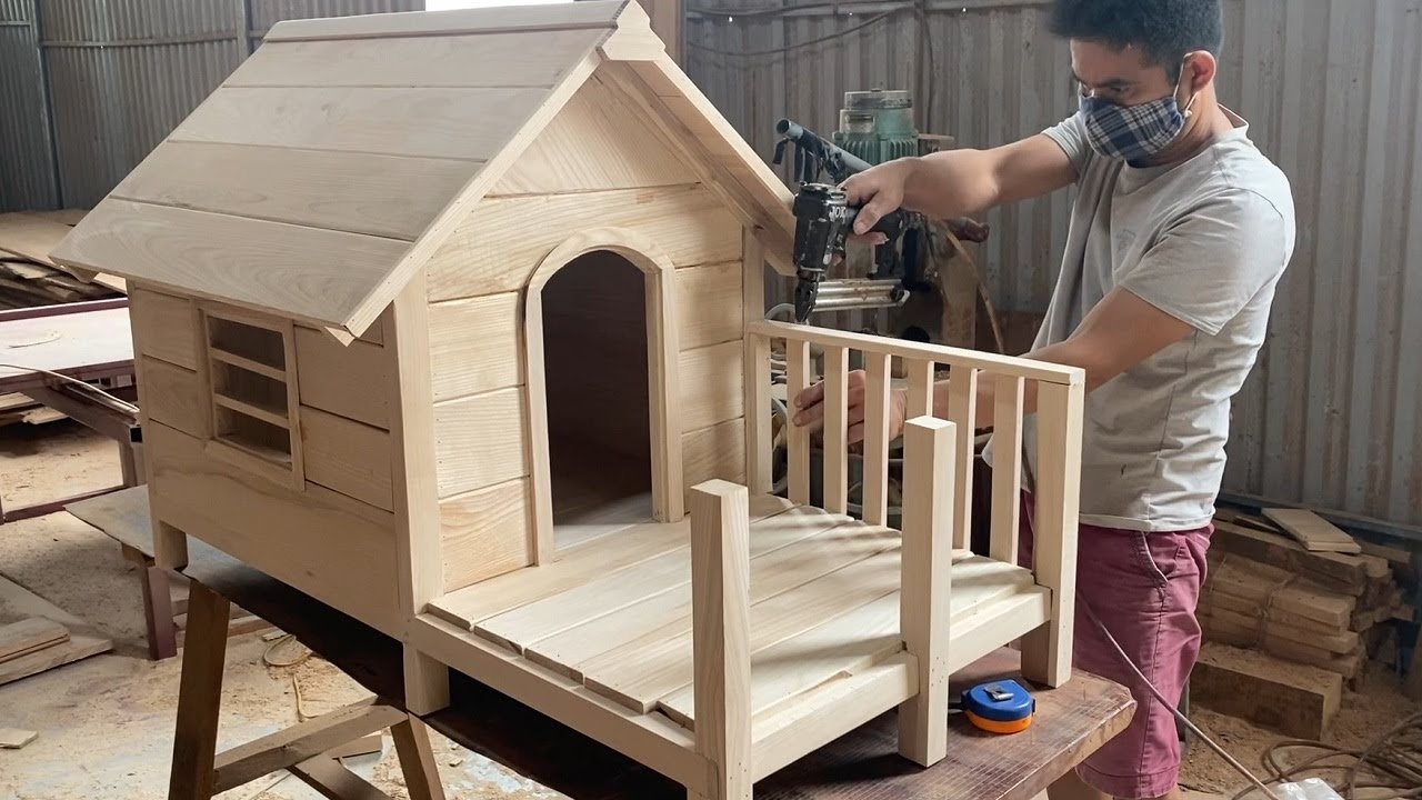 How To Building A Wooden House For Your Dog. Very Happy Dogs - Techniques Woodworking Skills Design