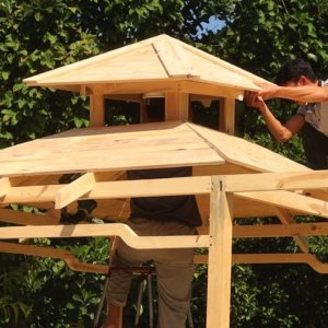 Ingenious Woodworking Workers Skills Can You Never Seen // Building Outdoor Relaxing Wooden Hut