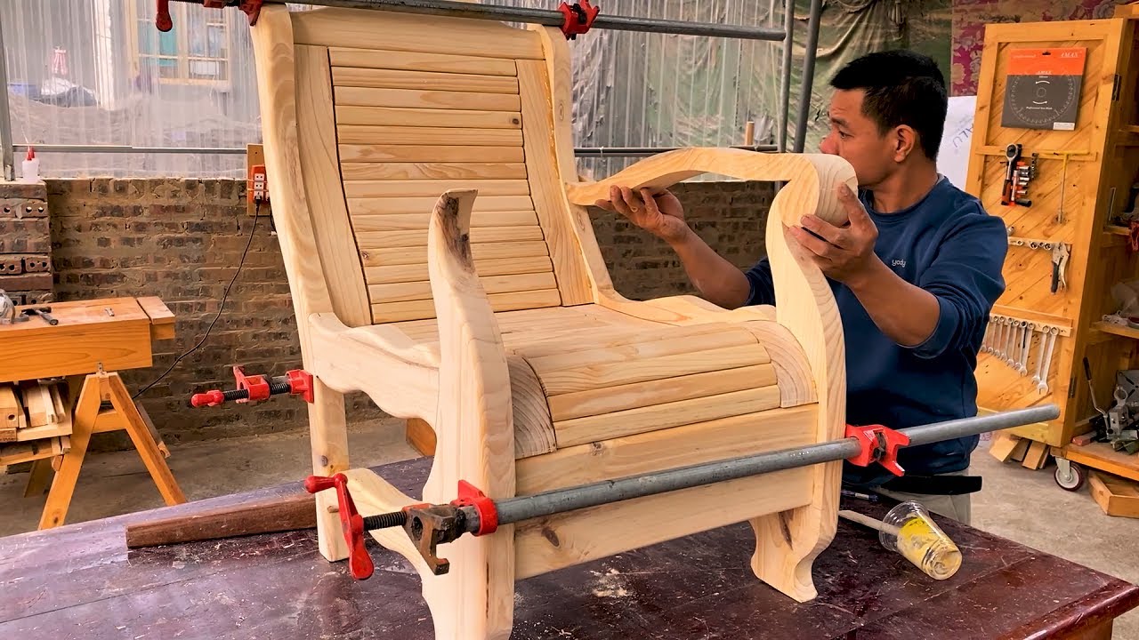 Amazing Woodworking Ideas & Ingenious Techniques Workers | Build King Size Armchair For Living Room