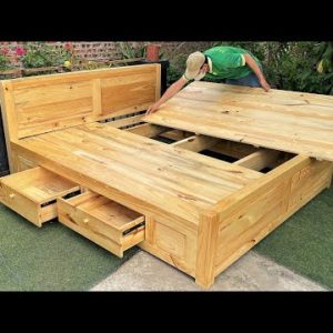 Creative Woodworking Design // How To Build A Storage Bed with Drawers