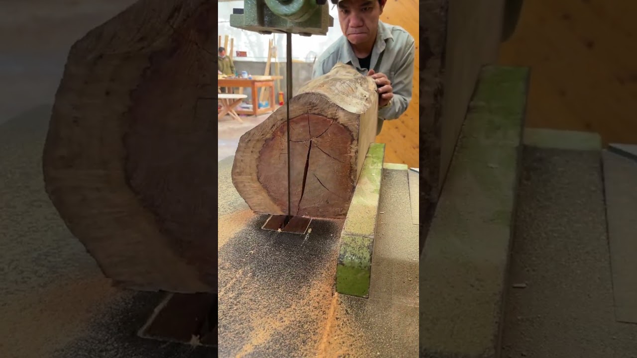 Using Chainsaw @ Band Saw To Make Table Legs