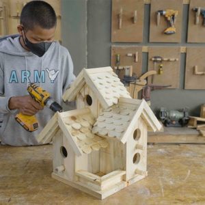 How to Build a DIY Woodworking Temple Bird House and Bird Feeder