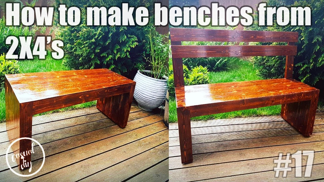 DIY how to make garden benches from 2x4 with back support