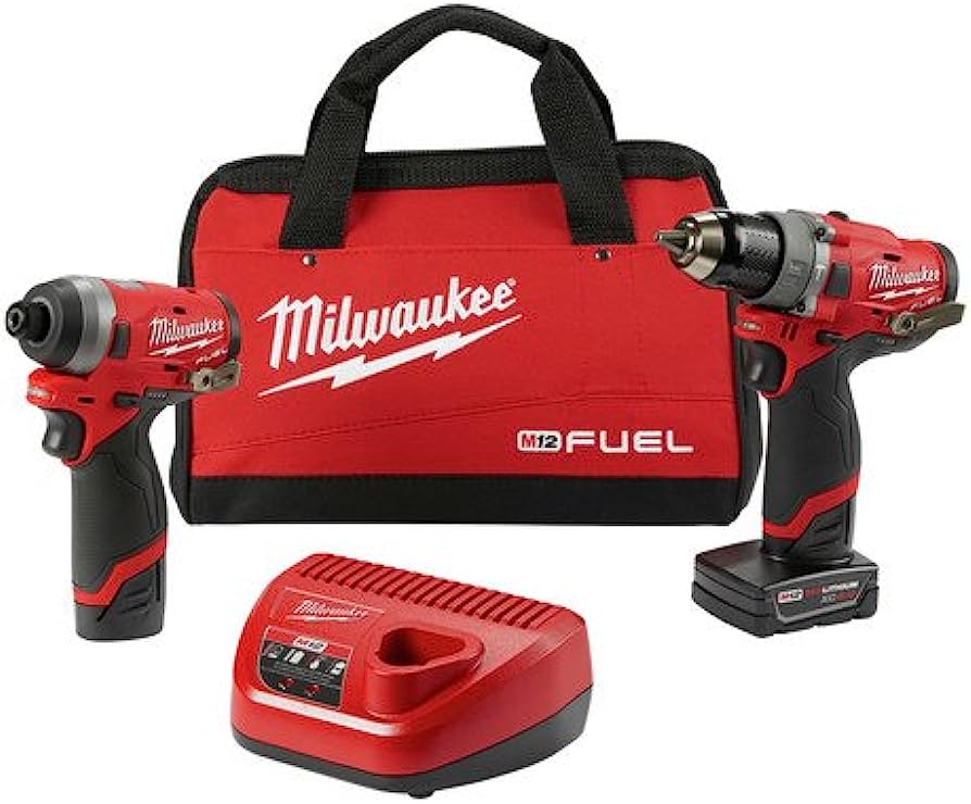 Milwaukee 2598-22 M12 FUEL 2-Tool Combo Kit: 1/2 in. Hammer Drill and 1/4 in. Hex Impact Driver