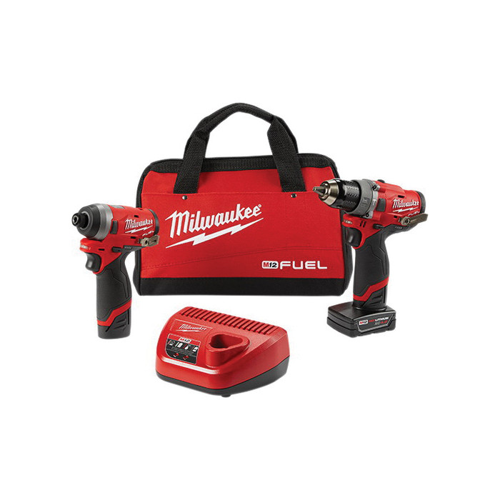 Milwaukee 2598-22 M12 FUEL 2-Tool Combo Kit: 1/2 in. Hammer Drill and 1/4 in. Hex Impact Driver