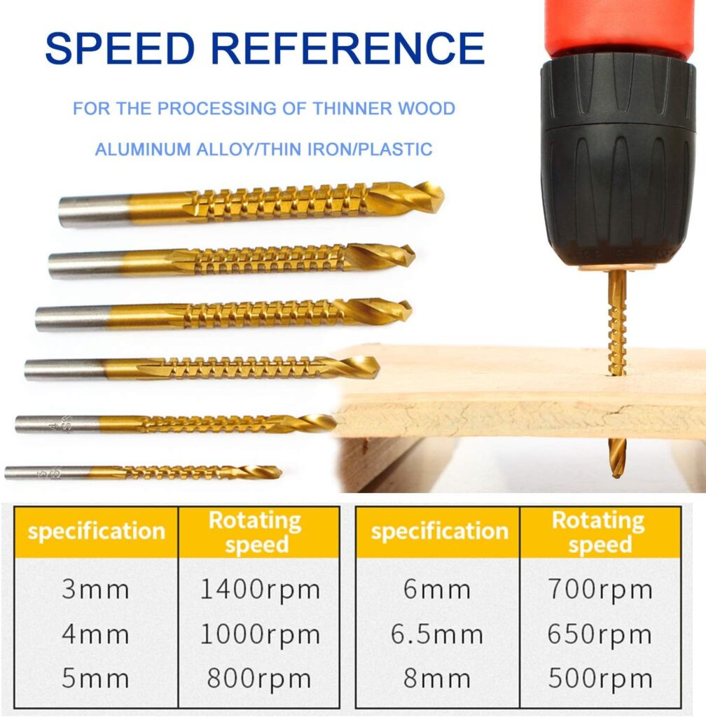 Titanium Coated HSS Twist Drill Bits - 6pcs 3-8mm Serrated Grooving Cutting Carpenter Side Cutting Tap Spiral Saw Drill Bit Woodworking Wood Metal Plastic Hole Holesaw Tool