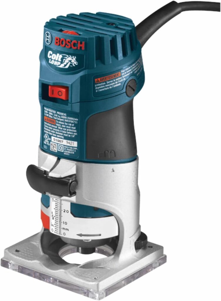 BOSCH PR20EVS Router Tool, Colt 1-Horsepower 5.6 Amp Electronic Variable-Speed Palm Router