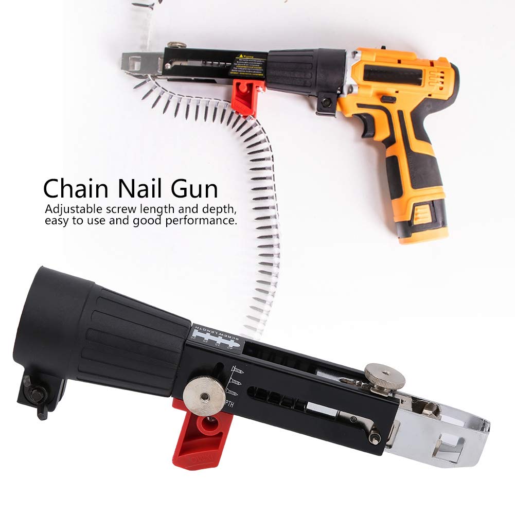 Chain Nail Gun Adapter, Cordless Electric Nail Gun Drill Screw Tightening Equipment Woodworking Tool for Gypsum Board Wood Board Ceiling