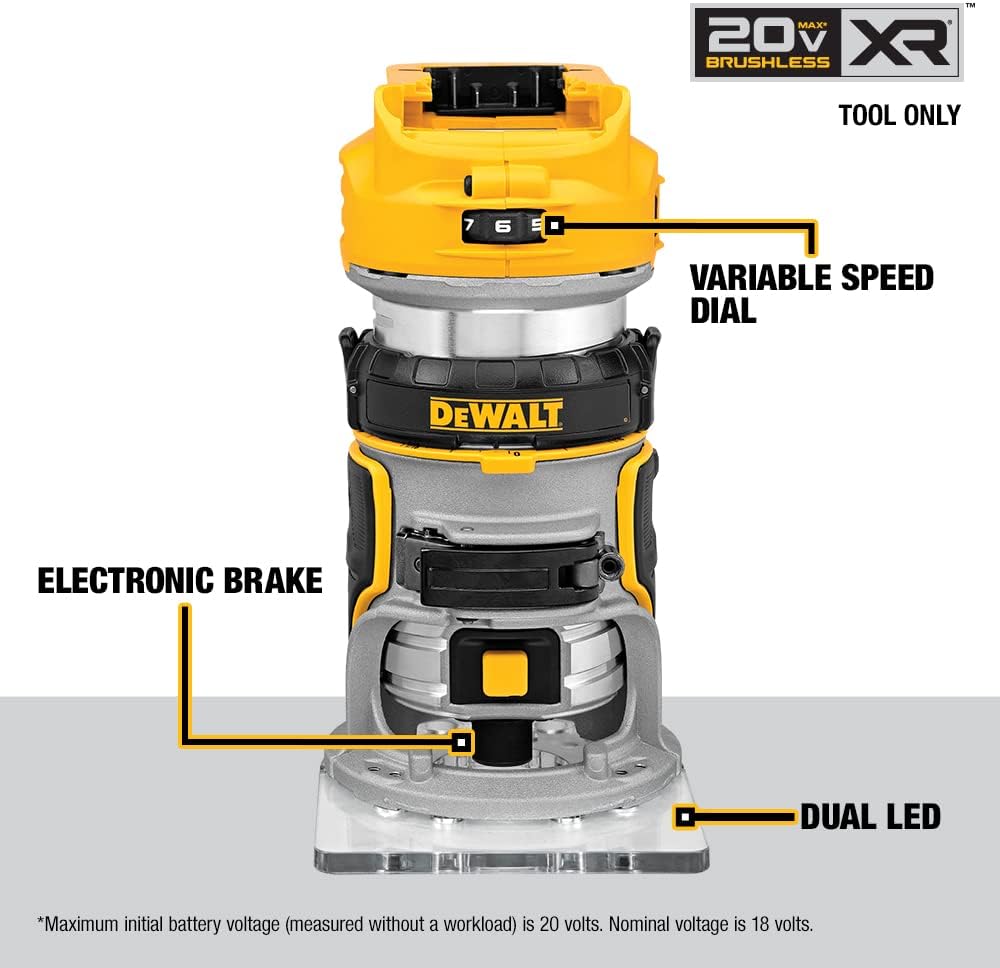 DEWALT 20V Max XR Cordless Router, Brushless, Tool Only (DCW600B)