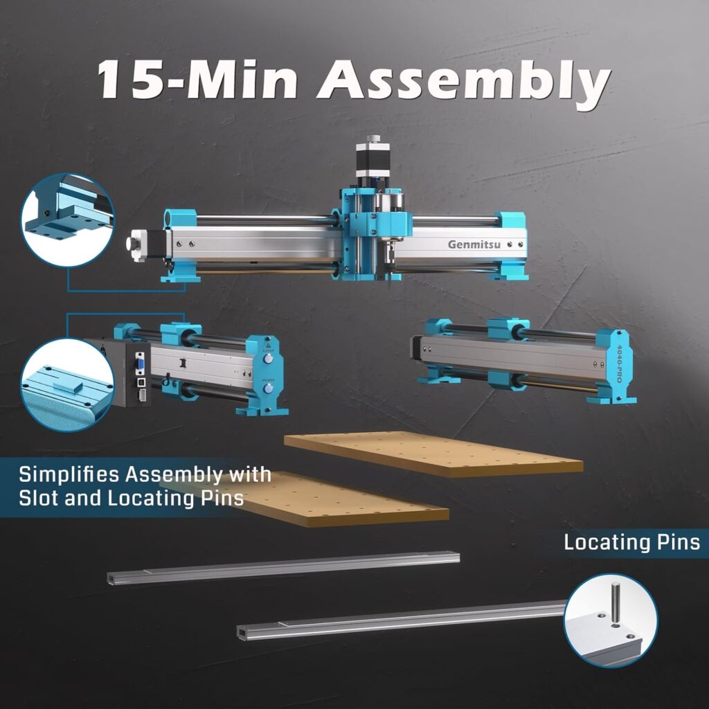 Genmitsu CNC Router Machine 4040-PRO for Woodworking Metal Acrylic MDF Nylon Cutting Milling, GRBL Control, 3 Axis CNC Engraving Machine, Working Area 400 x 400 x 78mm (15.7” x 15.7” x 3.1”)