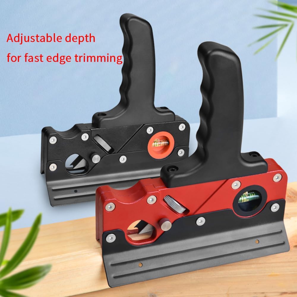 TIASOU Wood Planers for Woodworking, Chamfer Plane Woodworking Edge Corner Flattening Tool with Auxiliary Locator and Handles, Hand Chamfering Planer Suitable for Quick Edge Trimming of Wood(Black)