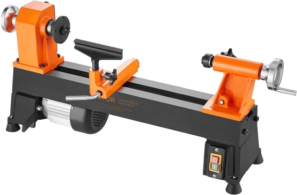 VEVOR Benchtop Wood Lathe, 10 in x 18 in, 0.5 HP 370W Power Wood Turning Lathe Machine, 5 Variable Speeds 780/1320/1920/2640/3840 RPM with Rod Injection Wrenches Faceplate Foot Pads, for Woodworking