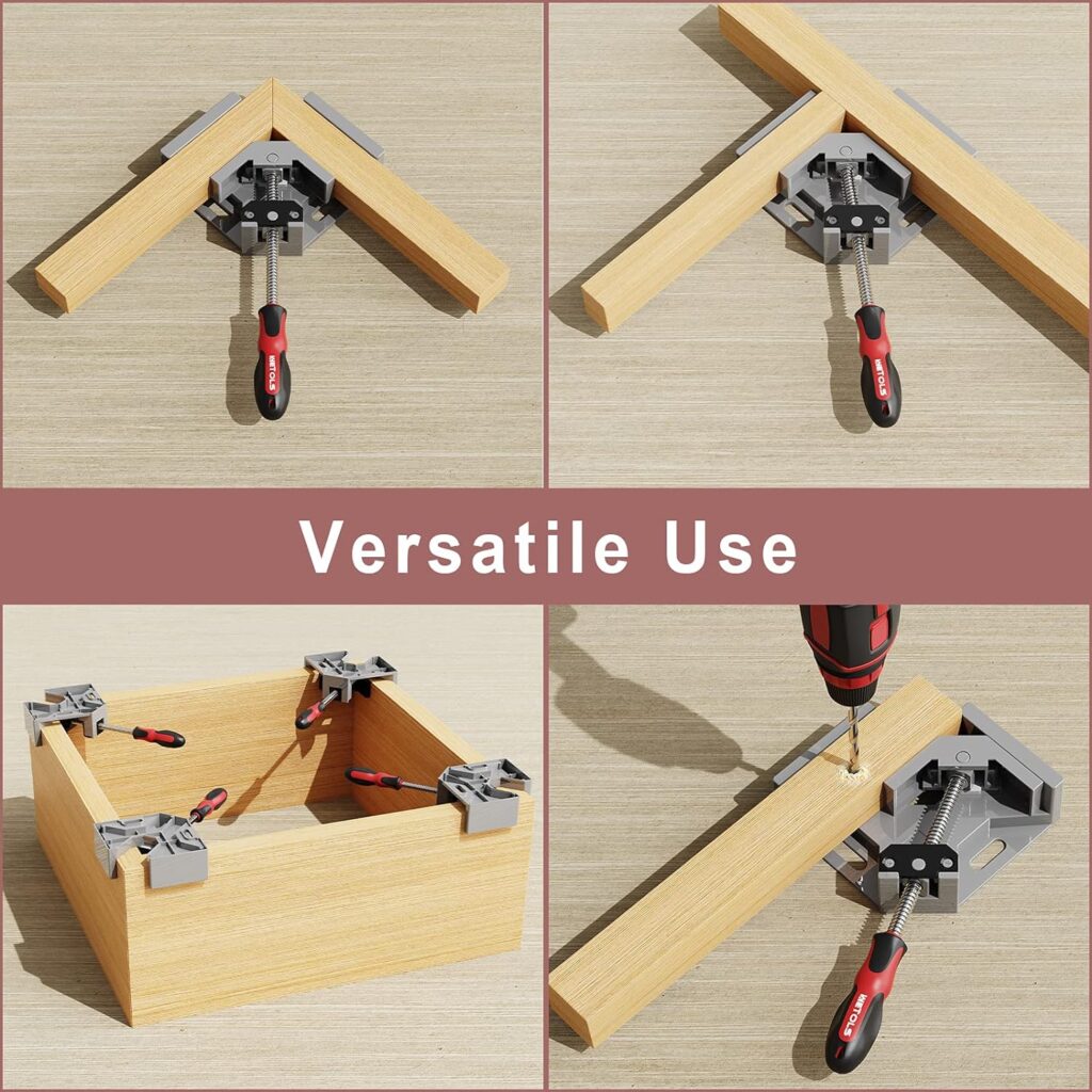 WETOLS Corner Clamp 2pcs 90 Degree Right Angle Clamp with Adjustable Aluminum Alloy Swing Jaw, Single Handle Clamps for Woodworking, Photo Framing, Gifts for Men Dad