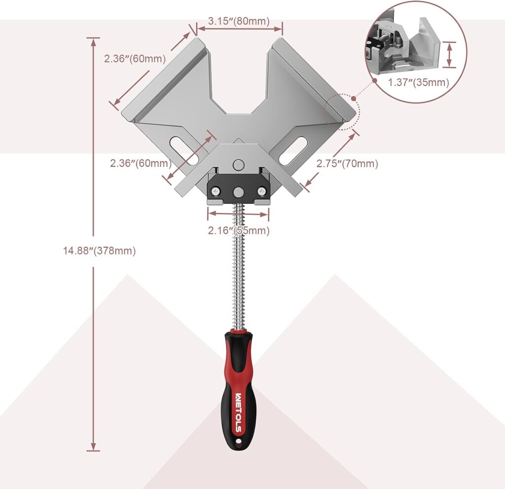 WETOLS Corner Clamp 2pcs 90 Degree Right Angle Clamp with Adjustable Aluminum Alloy Swing Jaw, Single Handle Clamps for Woodworking, Photo Framing, Gifts for Men Dad