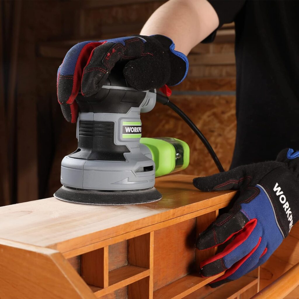 WORKPRO Detail Sander, 13,000 OPM Compact Electric Sander with Dust Collector, 1.6Amp Power Sander with 15PCS Sanderpapers for Tight Spaces Woodworking