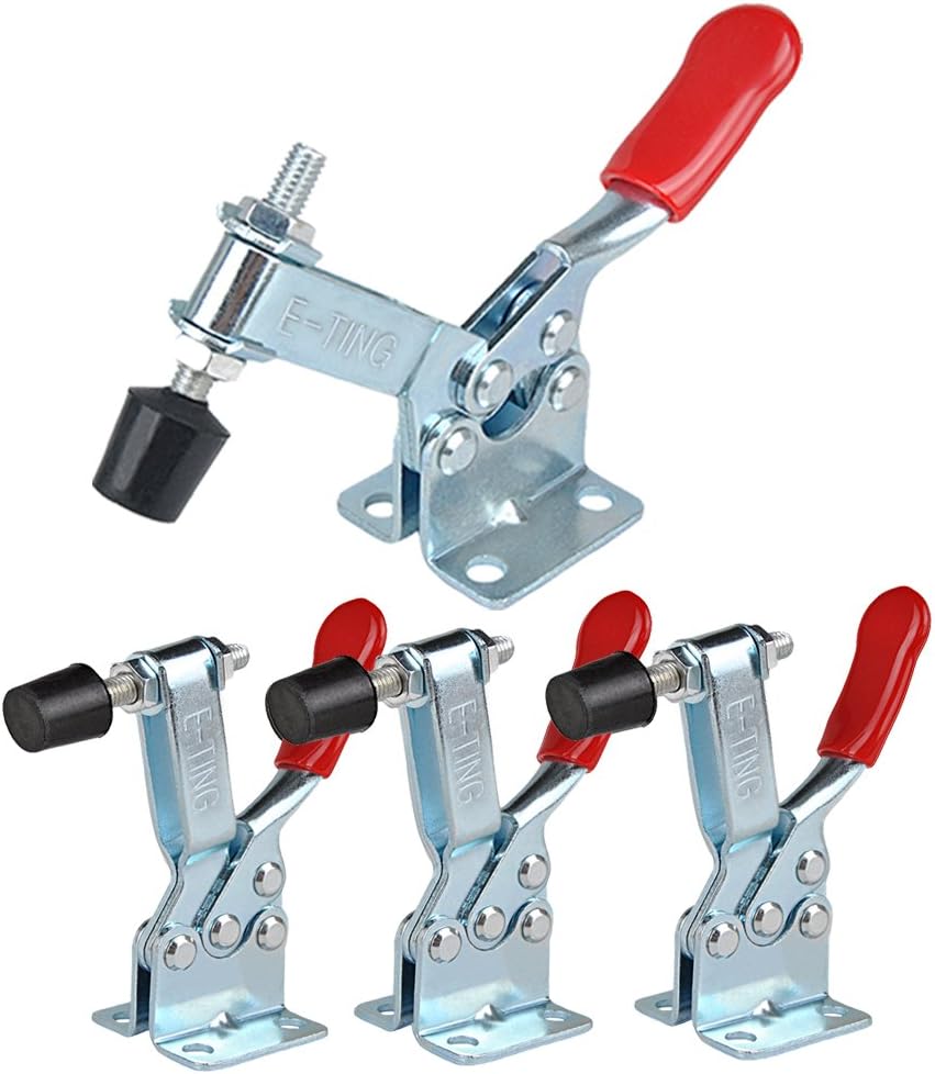 E-TING Hand Tool 201B Toggle Clamp 198Lbs Antislip Red Horizontal Clamp 201-B Quick Release Tool (4)