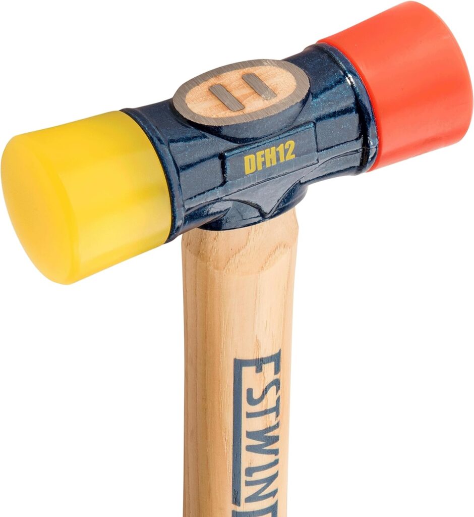 Estwing - DFH-12 Rubber Mallet - 12 oz Double-Face Hammer with Soft/Hard Tips  Hickory Wood Handle - DFH12,Black Red  Yellow