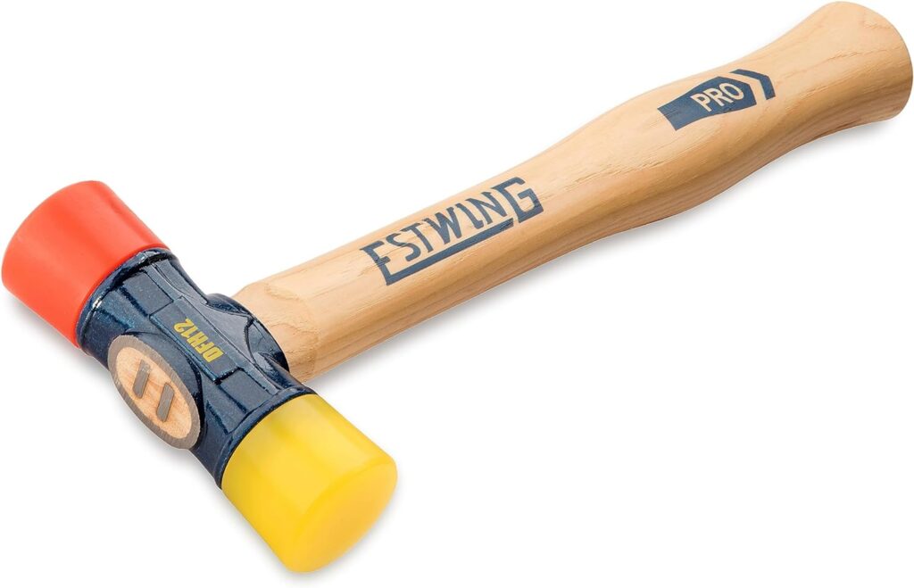 Estwing - DFH-12 Rubber Mallet - 12 oz Double-Face Hammer with Soft/Hard Tips  Hickory Wood Handle - DFH12,Black Red  Yellow