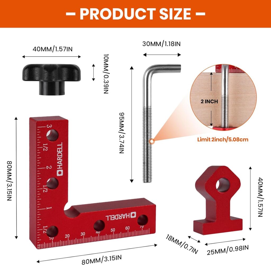 HARDELL 90 Degree Positioning Squares Right Angle Clamps 5.5 x 5.5(14 x 14cm) Aluminum Alloy Woodworking Carpenter Corner Clamping Square Tool for Picture Frame Box Cabinets Drawers