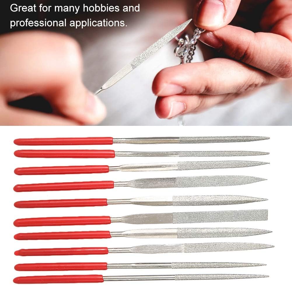 Salmue 10Pcs Wood RASP with Premium Grade Steel Hand File, Round Hand RASP, Half Round Flat  Needle Files, Filing Tool Woodworking DIY Mini Handcraft Wood Rasp Files Needle Set for Sharping Wood