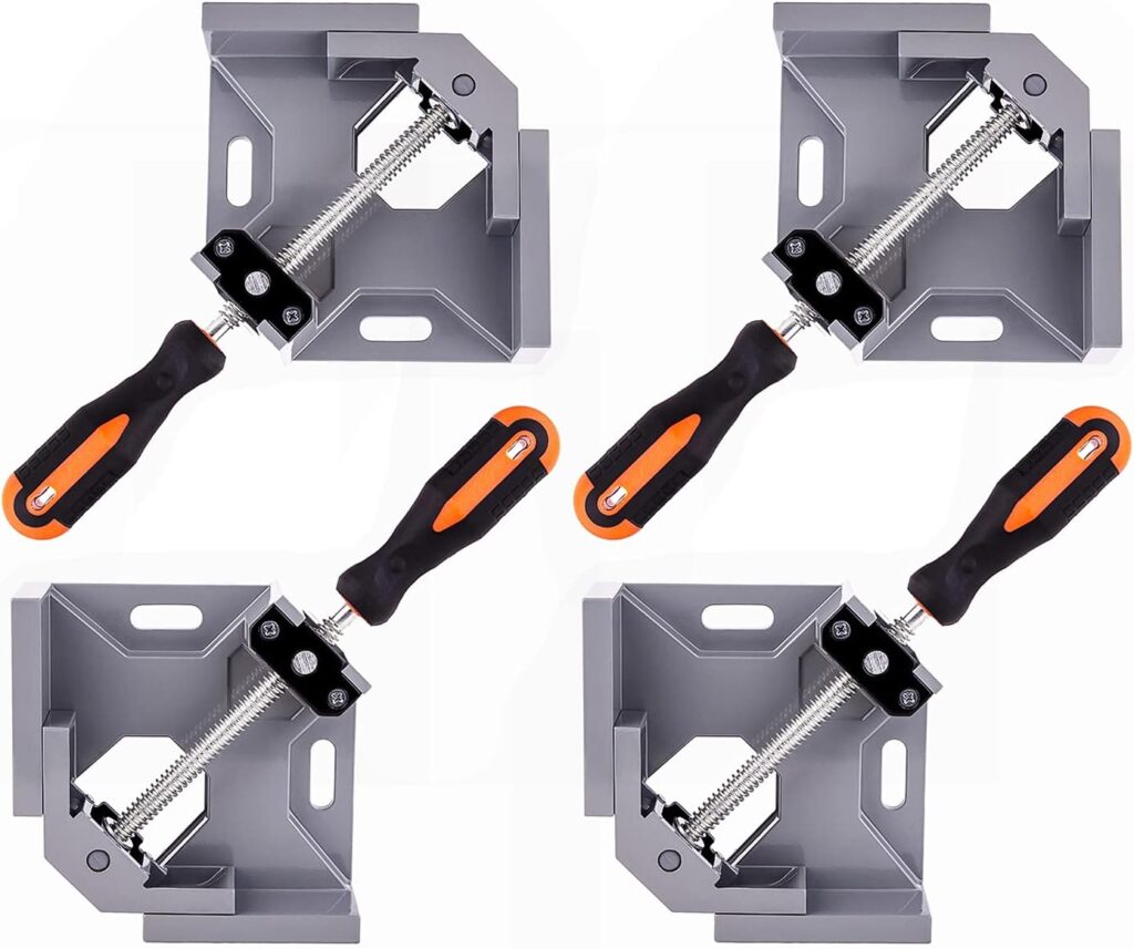 WYQYQ 4pcs Corner Clamp - Right Angle Clamp 90 Degree Wood Clamps For Woodworking, With Adjustable Swing Jaw Aluminum Alloy Frame Clamps, For Welding, DIY Woodworking.