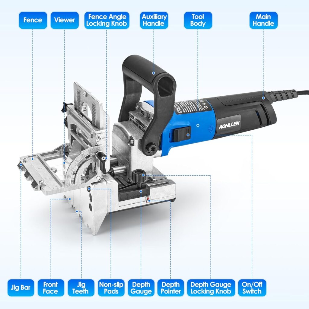 AONLLEN Dual Spindle Dowel Jointer, Power Jointers, Jointers Woodworking Kit, 120V 710W 17,000RPM, 2X8mm and 2X6mm Drilling Bits, 80 Dowels