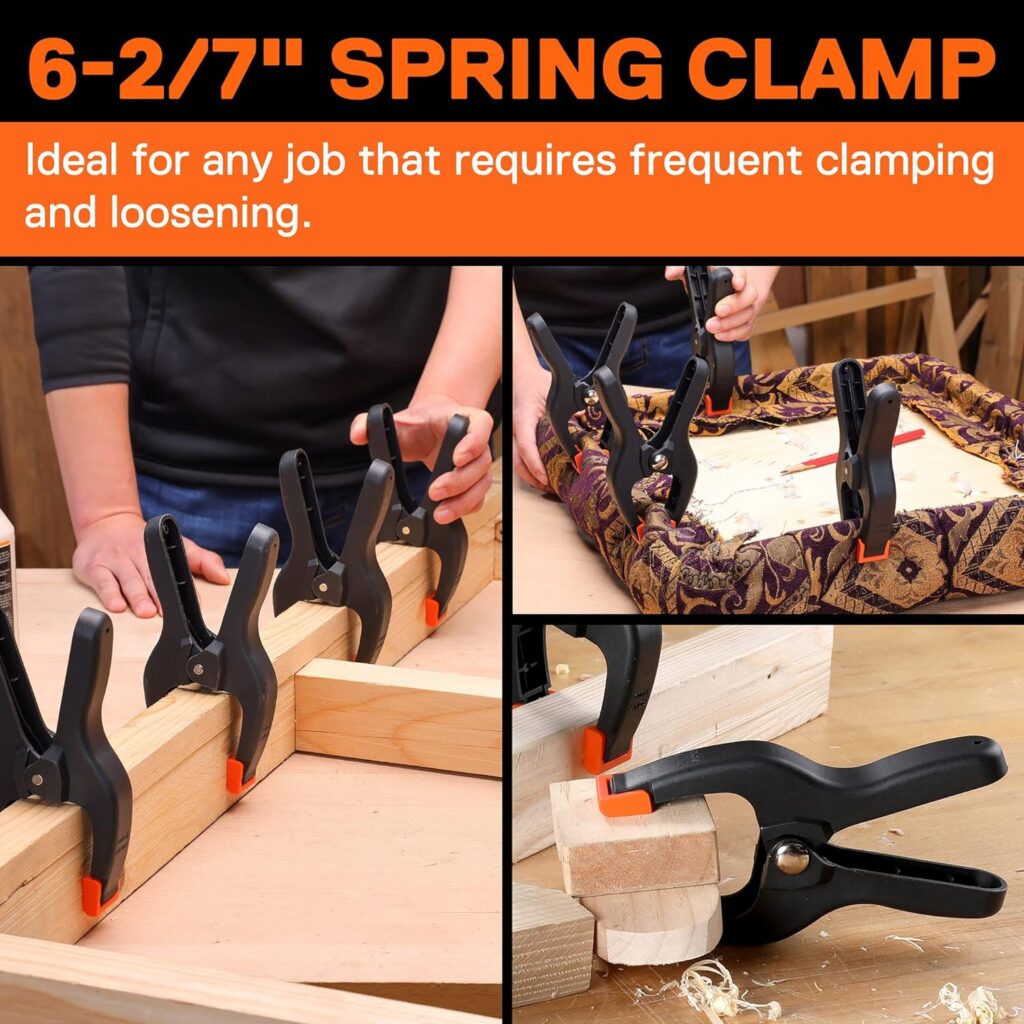 PONY 5-in-1 Strap Clamp with 4-Pack 6-2/7 Spring Clamps, Woodworking Frame Clamping Strap Holder, Rapid Acting Band Clamp