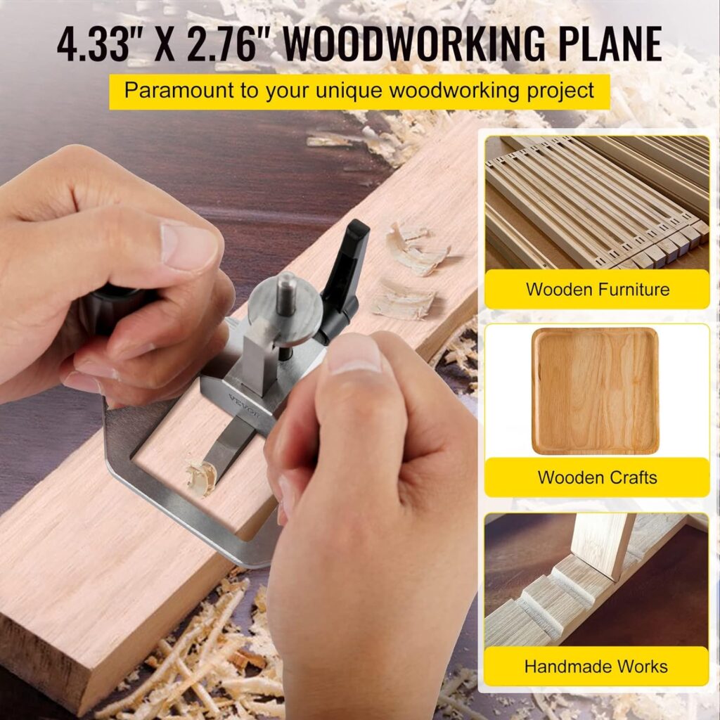 VEVOR Router Plane, Handheld Woodworking Tool,Adjustable Blade Hand Planer, Stainless Steel Wood Shaver with Depth Stop, High Configuration Handheld Woodworking Tool for DIY Carpentry Industry