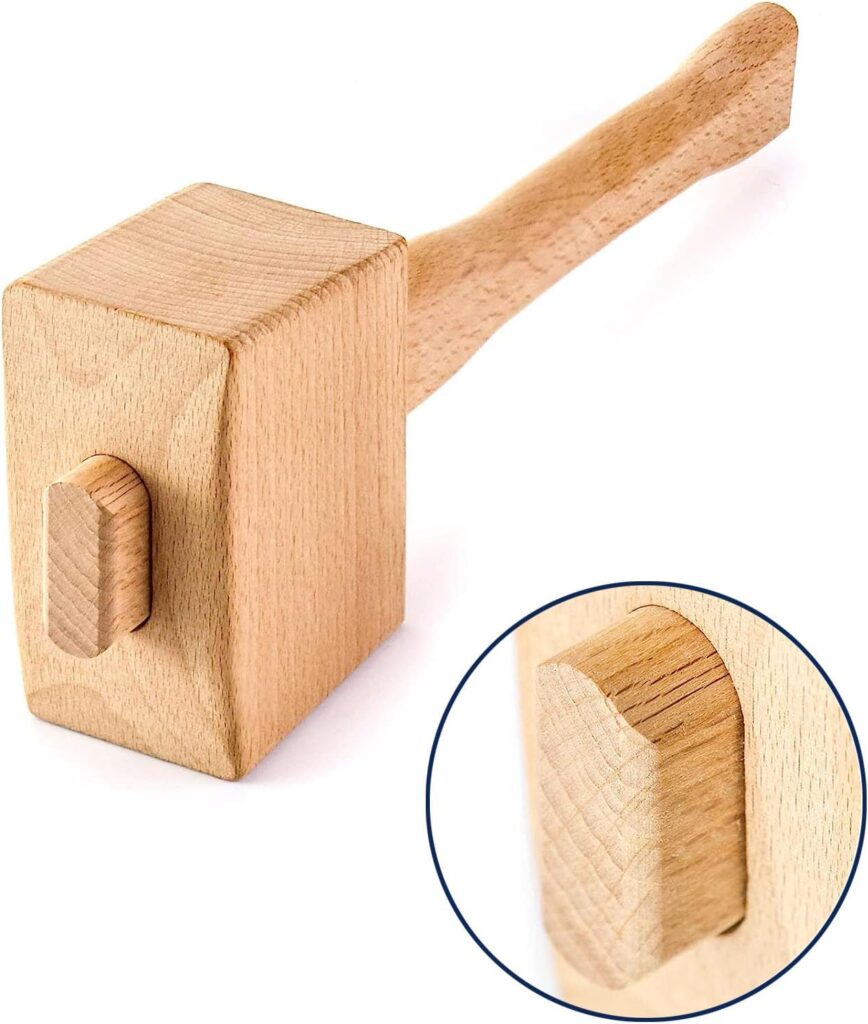 Wooden Mallet,Beech Wood Mallet Ice Hammer Mallet,Solid Beechwood Damage-Free Striking Woodworking Carving Mallet Woodworking Hand Tool.