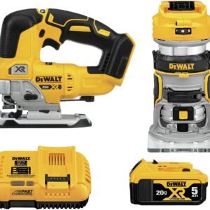 DEWALT 20V MAX Router Tool and Jig Saw, Cordless Woodworking 2-Tool Set with Battery and Charger (DCK201P1)