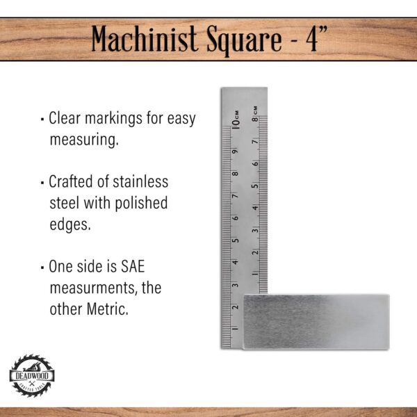 4 Inch DCT Precision Square Set for Woodworking, Machinist Steel Square - Image 4