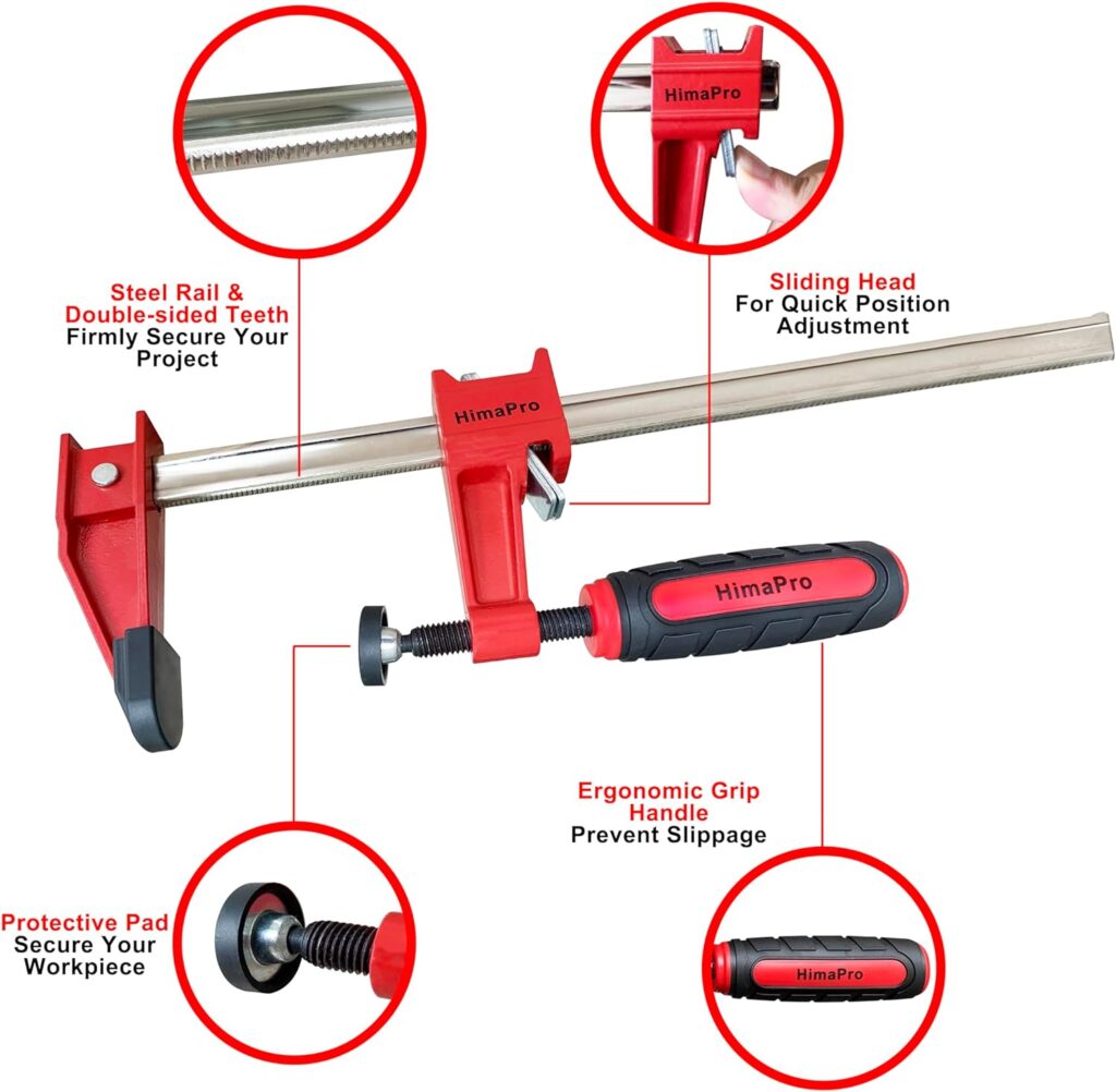 12 Inch Bar Clamp Set, 4 Pack 600 lbs Load Limit Medium Duty Quick Release Steel F Clamp, Ideal for Woodworking, Metalworking, and DIY Projects