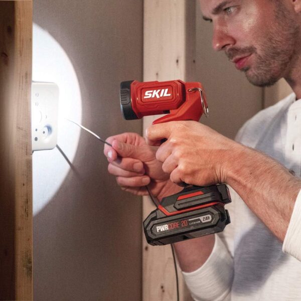 SKIL 20V 4-Tool Combo Kit: Cordless Drill, Recip Saw, Cir Saw, Spotlight - Includes 2 Batteries and Charger (CB739701) - Image 9