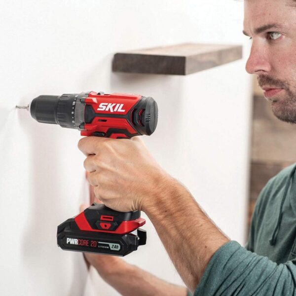 SKIL 20V 4-Tool Combo Kit: Cordless Drill, Recip Saw, Cir Saw, Spotlight - Includes 2 Batteries and Charger (CB739701) - Image 6