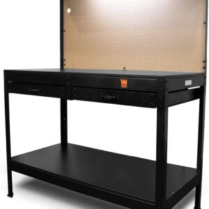 WEN WB4723T 48-Inch Workbench with Power Outlets and Light, Black