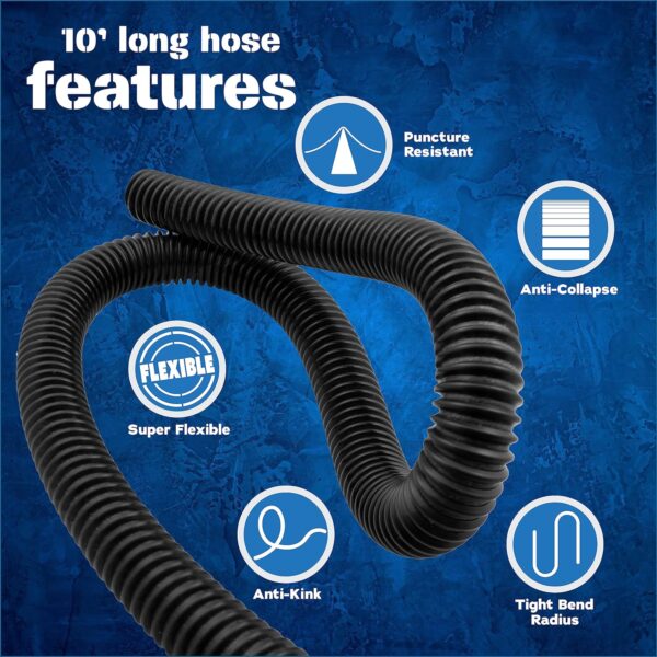 10 Ft Dust Collection Hose Kit w/ 5 Attachments for Power Tools & Shop Vacuums - Image 7