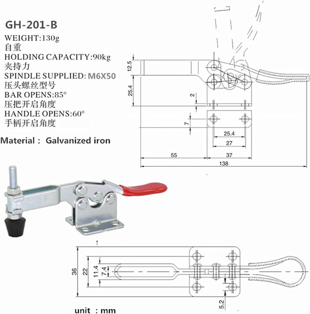 Toggle Clamps (Longer GH-201-BL Toggle Clamp)