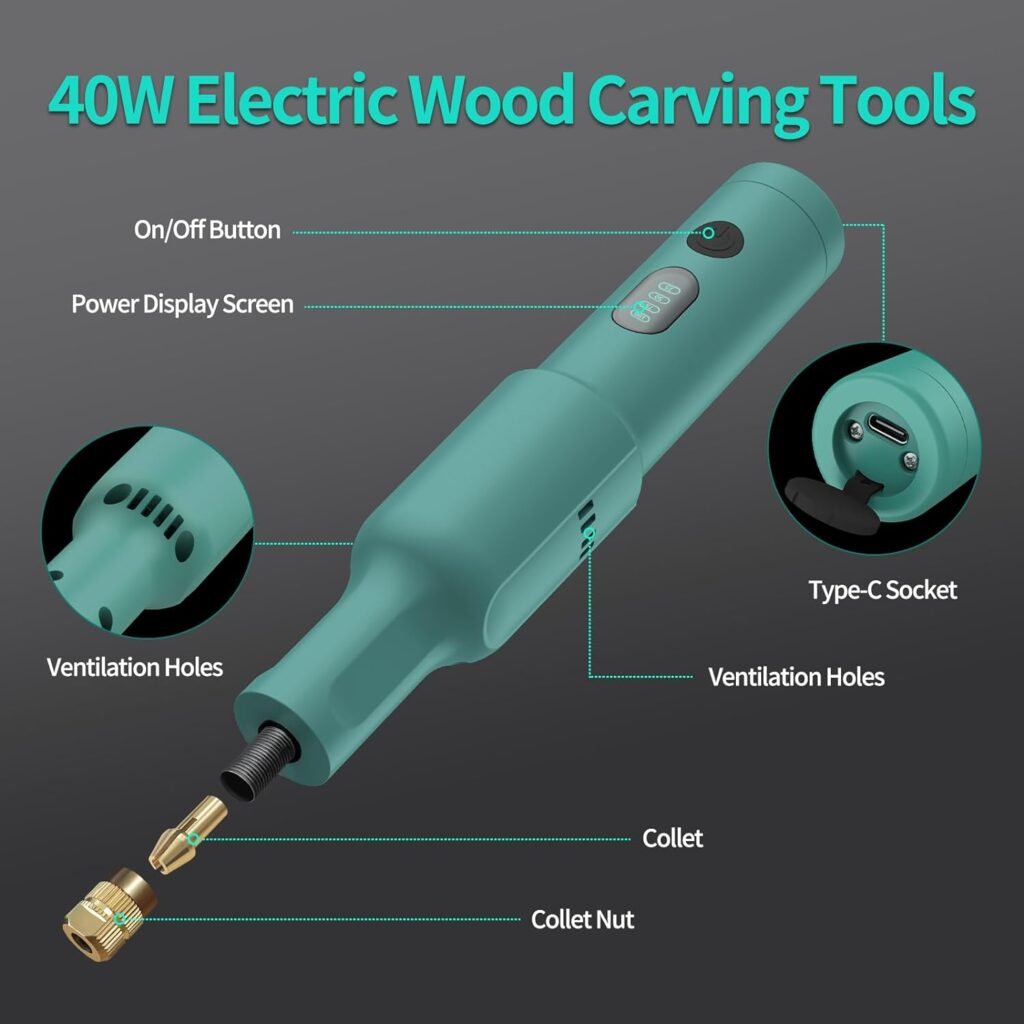 Wood Carving Tools Electric - Precision Engraving Knife Set Perfect for Beginners, and Sculptors, Premium Woodworking Carving Tools Versatile Electric Sculpting Kit for Hobbyists and Artists