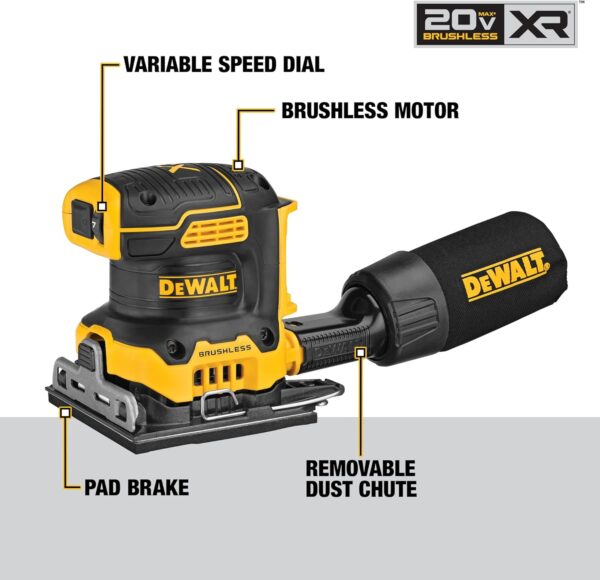 DEWALT DCW200B 20V MAX XR Cordless Variable Speed Sander - Tool Only - Image 3