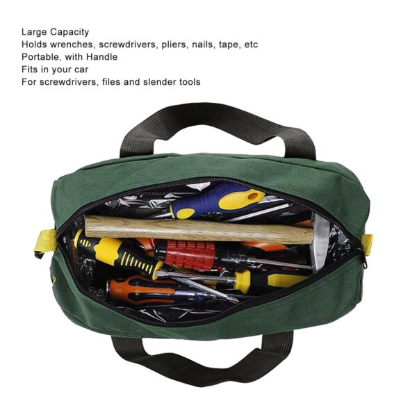 Ultimate Heavy Duty Wide Mouth Canvas Tool Bag - 20in Portable Organizer for Electricians & Carpenters - Image 3