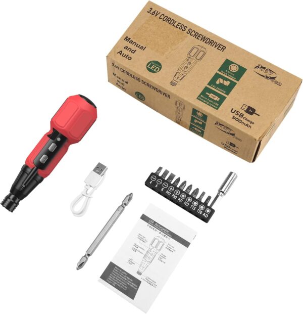 AMIR Cordless Screwdriver Set: Rechargeable Electric Tool with USB & LED Lights - Image 9