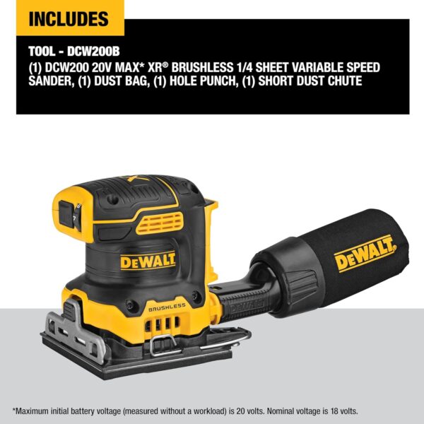 DEWALT DCW200B 20V MAX XR Cordless Variable Speed Sander - Tool Only - Image 2