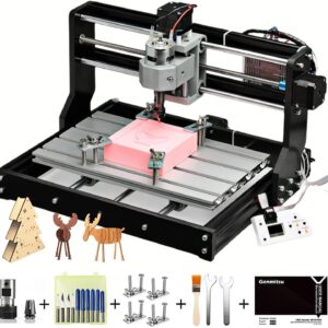 Genmitsu CNC 3018-PRO Router Kit GRBL Control 3 Axis Plastic Acrylic PCB PVC Wood Carving Milling Engraving Machine, XYZ Working Area 300x180x45mm