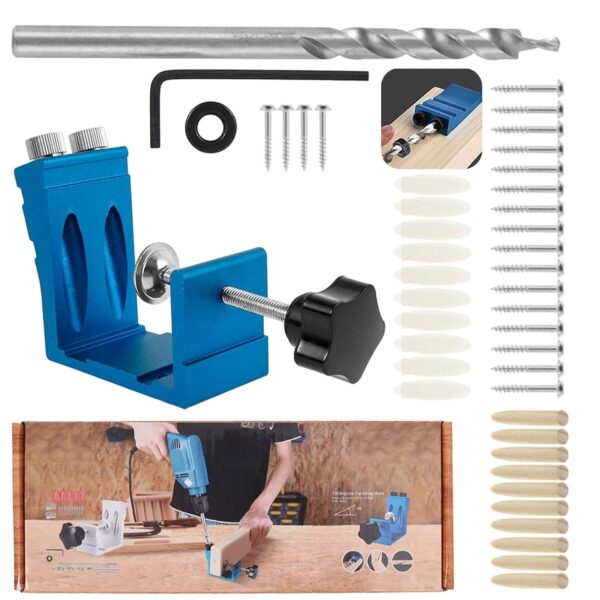 Pocket Hole Jig Drill Guide Kit, 46Pcs Aluminum Woodworking Punch Locator Positioner Kit Drill Jigs Guides Joint Angle Power Tool Carpentry Set