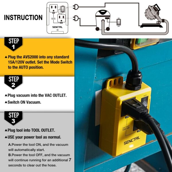 Automatic Vacuum Switch: Power Tool Control for Dust Collection, Load Sensing, Circuit Protection & Timer Functions - Image 6