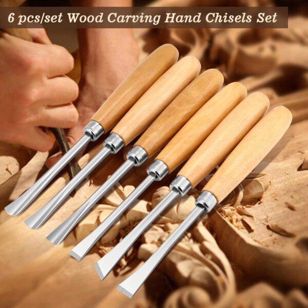 6-Piece Professional Wood Carving Chisels Set for DIY Art and Carpentry - Image 3